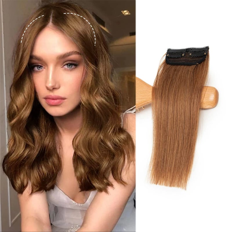 FEIPRO Real Remy Human Hair Clip in Hair Extensions Short Straight Thick Double Weft One Piece Hair Pieces for Thinning Hair Invisible Hairpin Increase Women Men Hair Volume 10Inch6 Light Brown